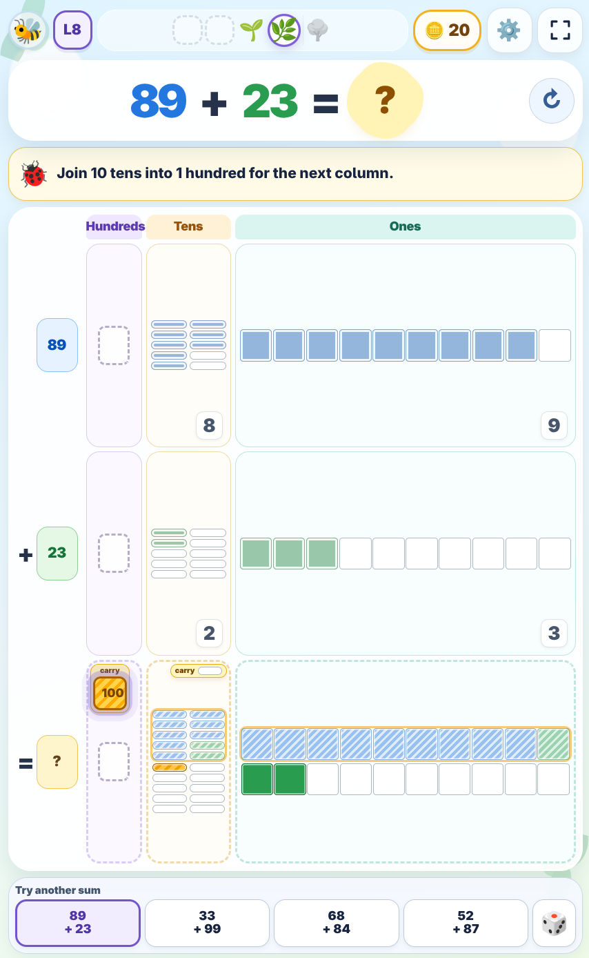 Number Garden number puzzle interface